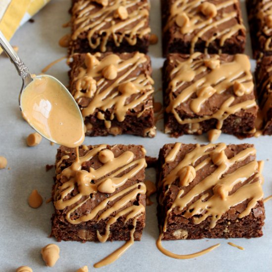 double peanut butter brownies