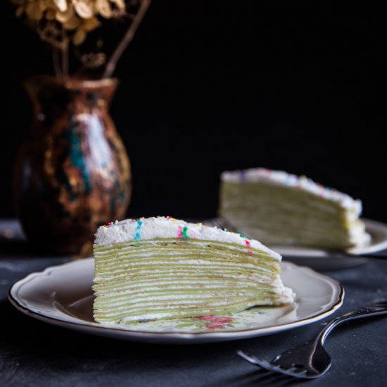 Pandan Mille Crepe Cake