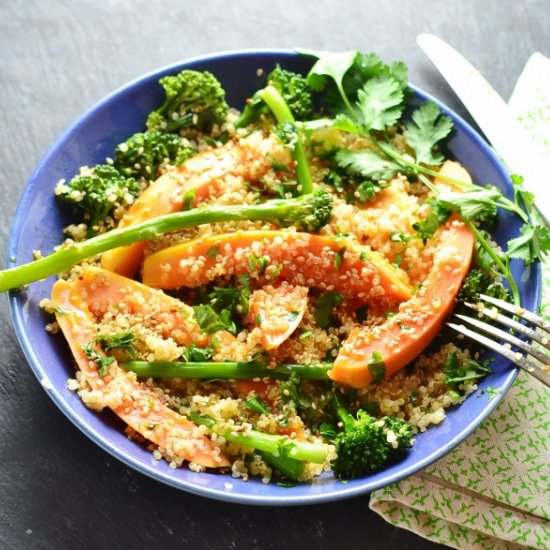 Papaya Tenderstem Broccoli Quinoa