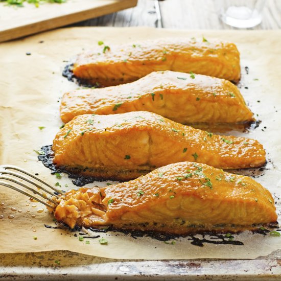 Sugar and Mustard Glazed Salmon