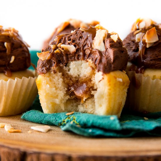 Chocolate Caramel Coconut Cupcakes