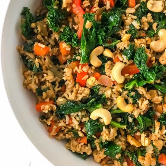 Kale and Roasted Cashew Fried Rice