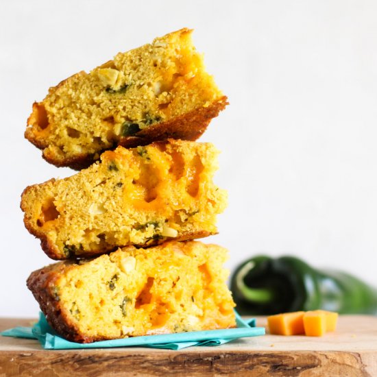 Cast Iron Poblano Cheddar Cornbread