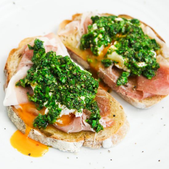 Simple Prosciutto Chimichurri Toast