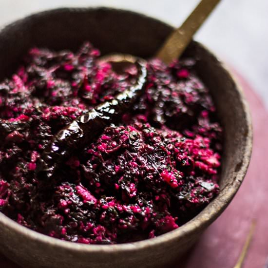 Stir Fried Red Spinach with Coconut