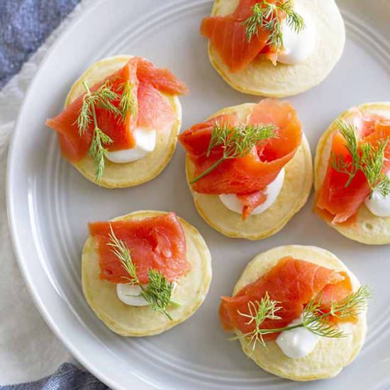 Mini Pancake Blini with Salmon