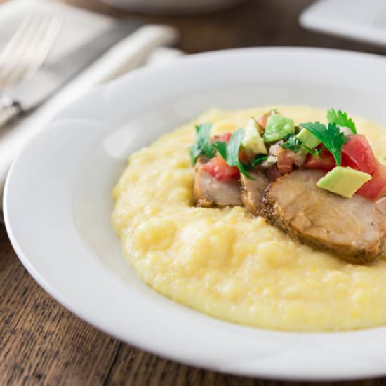 Roasted Garlic Pork Loin with Grits