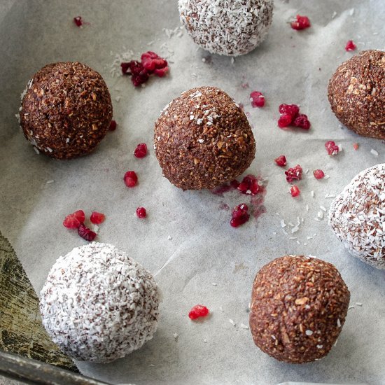 Choc Raspberry & Coconut Bliss Ball