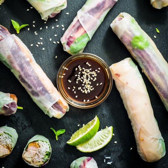 Caramel Fried Chicken Fresh Rolls