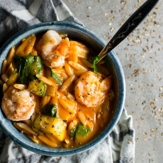 Tomato Orzo Soup with Shrimp