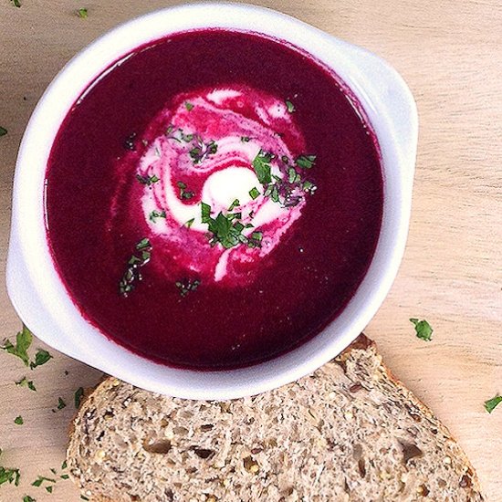 Roasted Beet Soup with Apple, Lemon