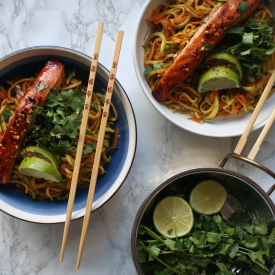 Teriyaki Salmon with zoodles