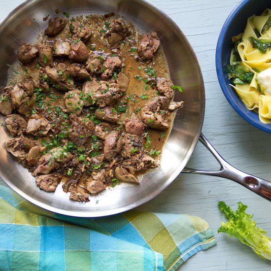 Pasta with Sautéed Chicken Livers