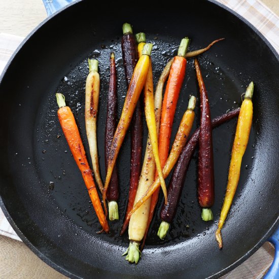 Pan Roasted Maple Rainbow Carrots