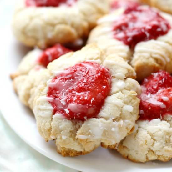 Strawberry Coconut Thumbprints