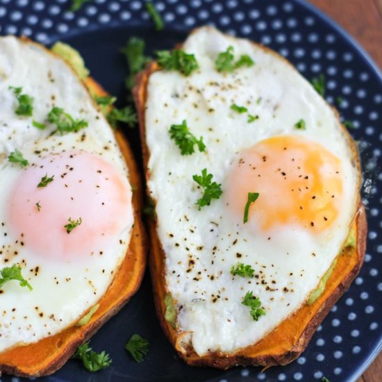 Sweet Potato Toast with Fried Eggs