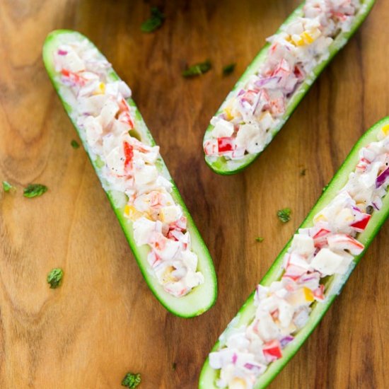 Cucumber Boats With Crab Salad