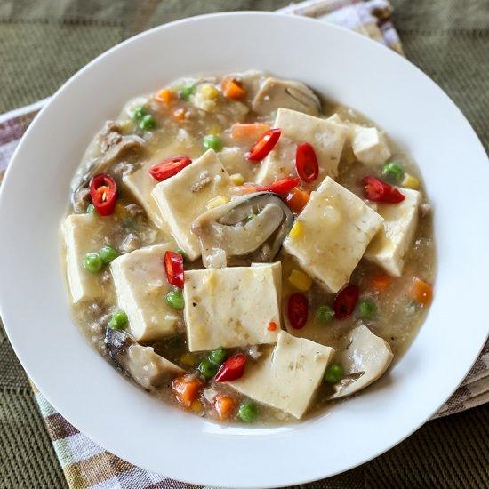 Soft Tofu, Mince and Peas