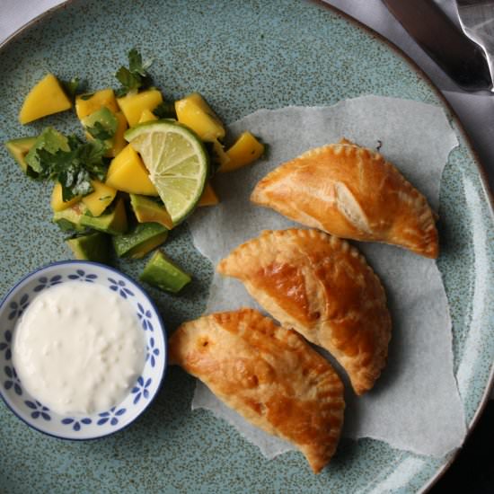 Chorizo,feta and coriander empanada