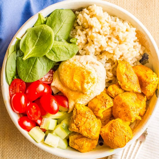 Turmeric chicken rice bowls