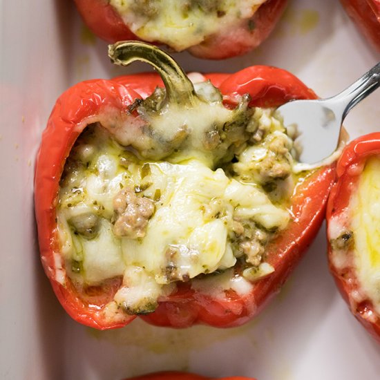 Sausage Pesto Stuffed Peppers