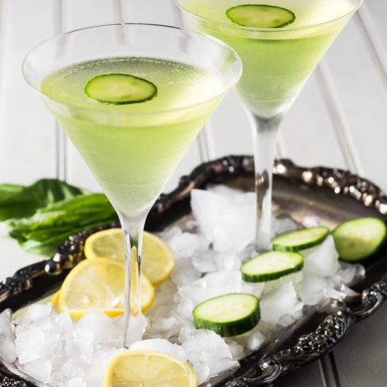 Lemon Cucumber Martini with Basil