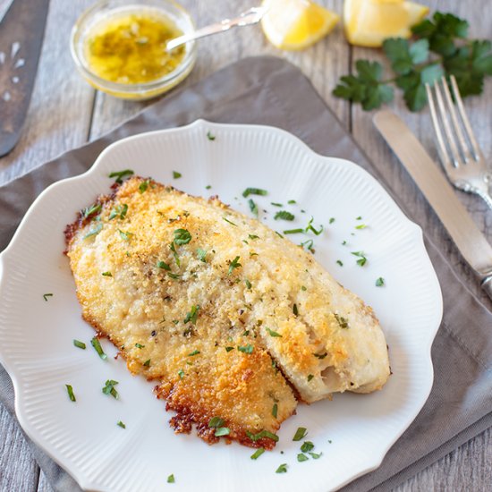 BAKED TILAPIA WITH PARMESAN AND PAN