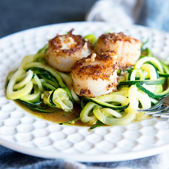 Simple Scallops & Zucchini Noodles