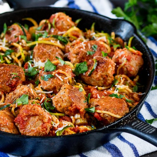 One-Pot Turkey Meatballs +Courgetti