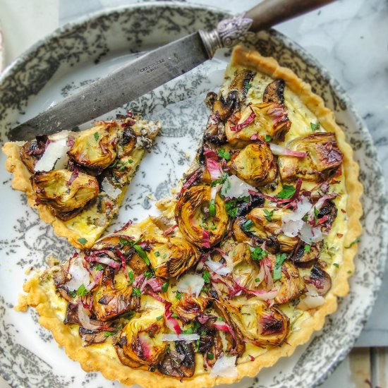 artichoke & mushroom tart