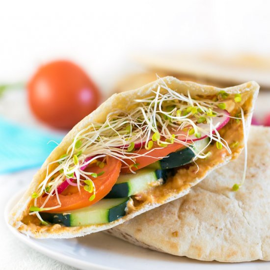 Veggie Hummus Pita Sandwich