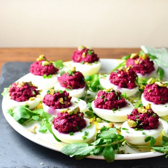 Beetroot Lemon Deviled Eggs