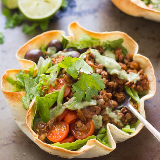 Lentil Walnut Taco Salad