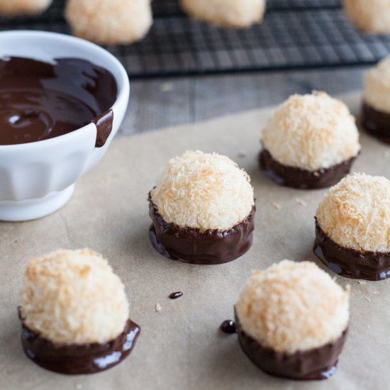 Chocolate Dipped Coconut Macaroons