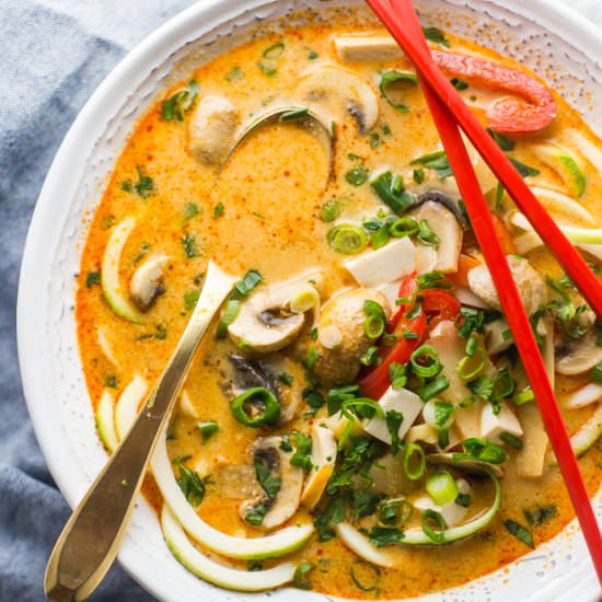 Paleo Coconut Curry Zoodle Soup