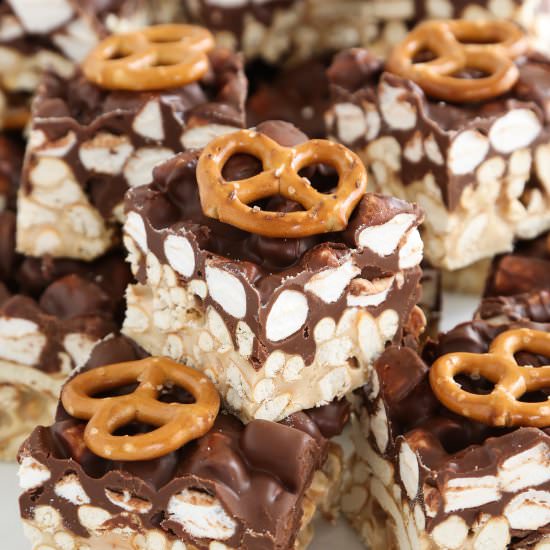 Salty Peanut Butter Pretzel Treats