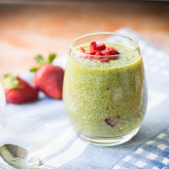 Strawberry Matcha Chia Pudding