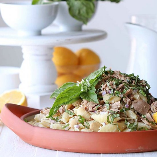 Lemon Basil Tuna Pasta Salad