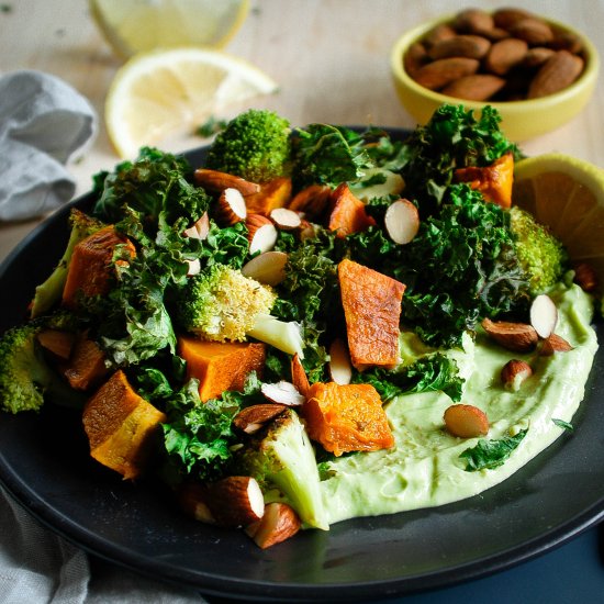 Roasted Kale, Pumpkin & Nut Salad