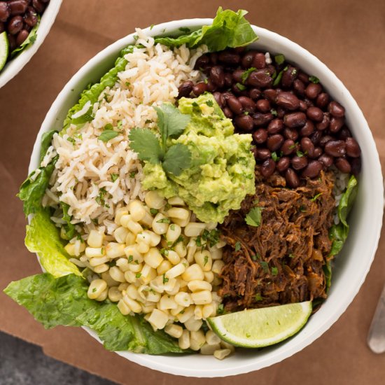 Slow Cooker Beef Burrito Bowls