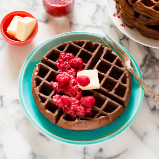 Flourless Chocolate Protein Waffles