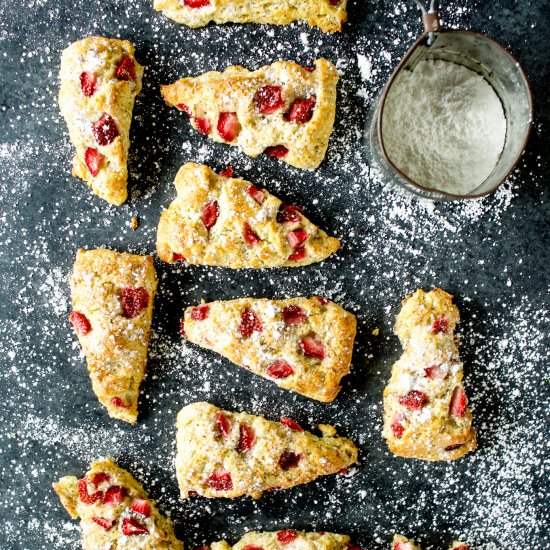 Fresh Strawberry Poppyseed Scones