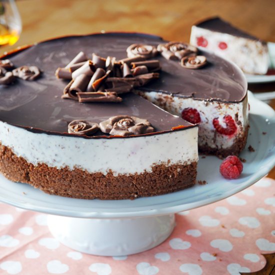 Stracciatella Cake with Raspberries