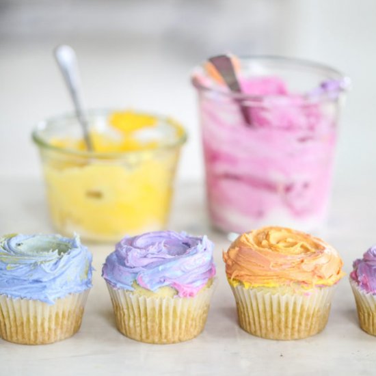 Rainbow Buttercream Cupcakes