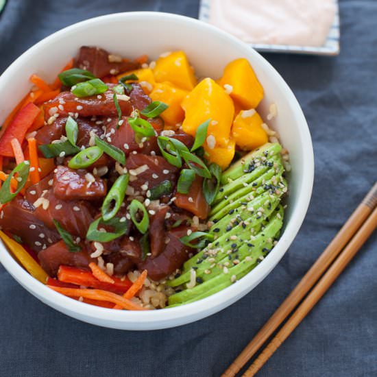 Spicy Salmon and Avocado Poke Bowl