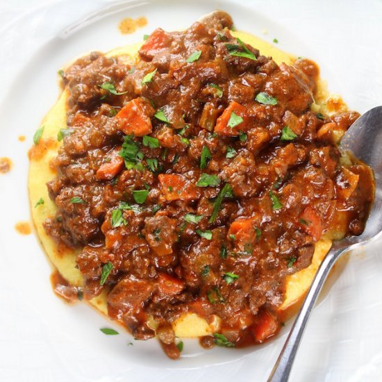 Easy Parmesan Polenta Bolognese