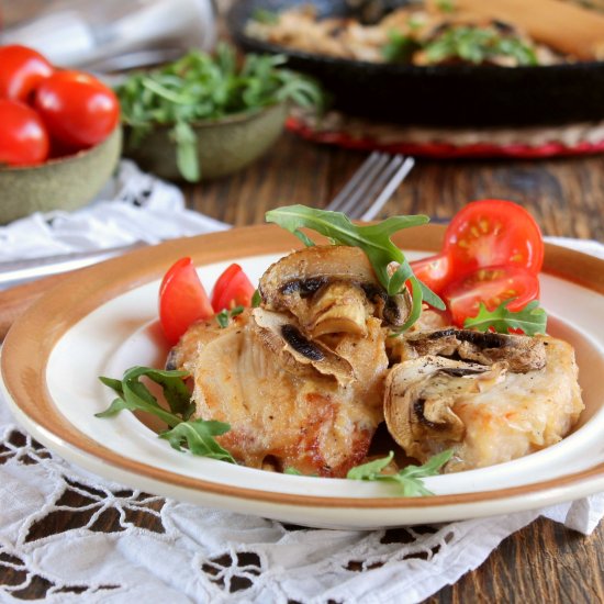 Chicken fricassee with mushrooms