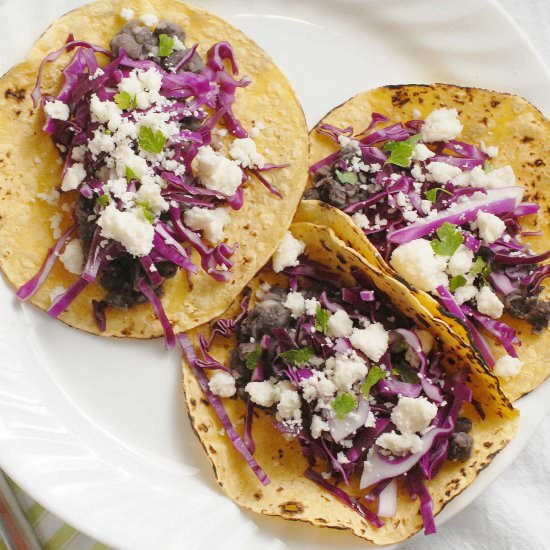 Black Bean Tacos with Red Cabbage