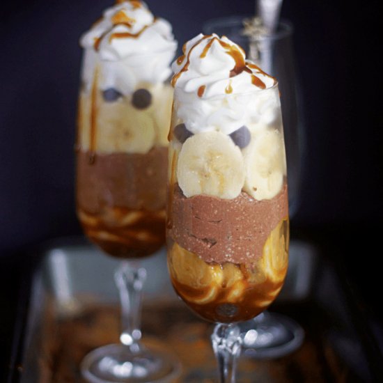 Caramel Banana and Paneer Parfaits