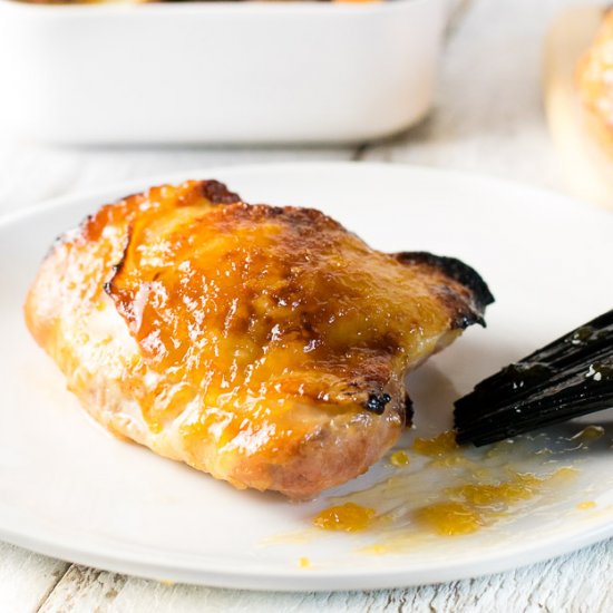 Sticky Ginger Peach Glazed Chicken